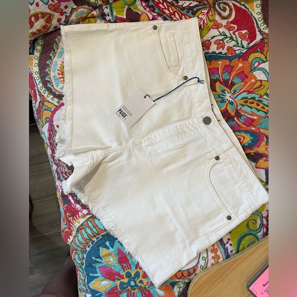 PAIGE white denim mini short